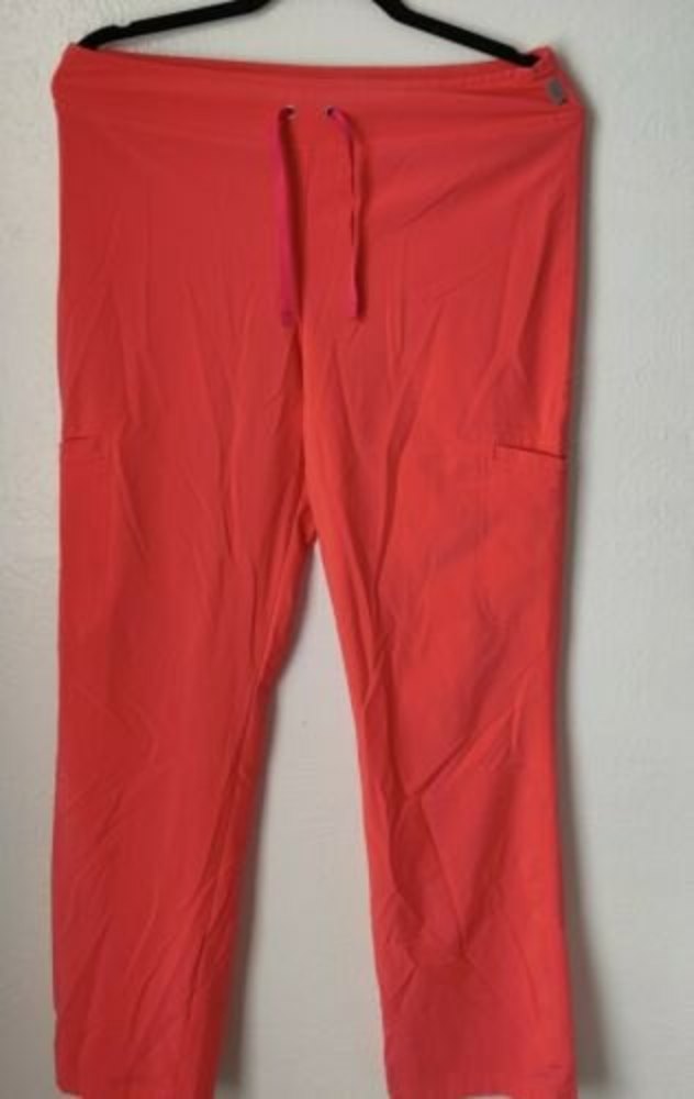Smitten Scrub Pants Small Peach tie waist 34 poly/spandex